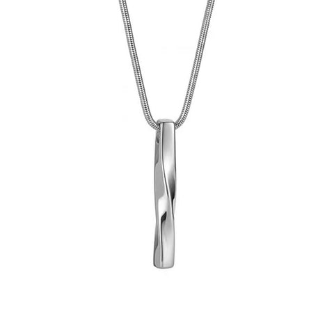 Silver pendant necklace on a white background