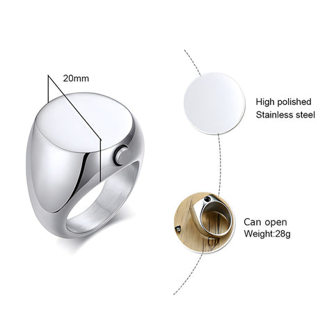 Silver ring with features highlighted on a white background