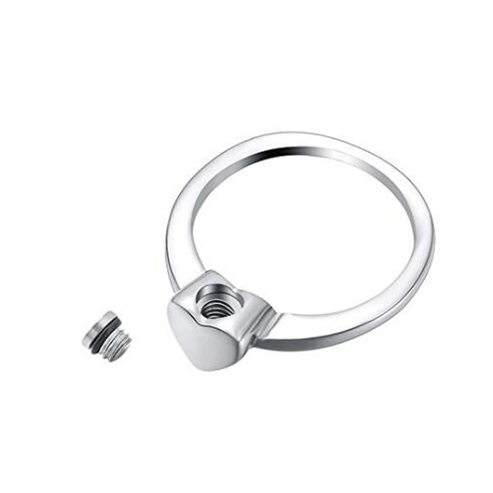 Metallic ring with a nut on a white background