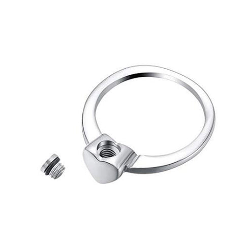 Metallic ring with a nut on a white background