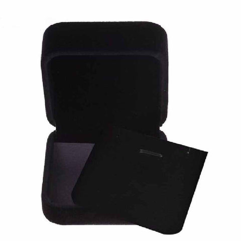 Black jewelry box with a mirror on a white background