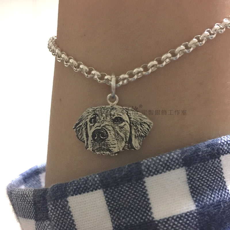 Custom Pet Portrait Silver Necklace Bracelet Ring Bangle